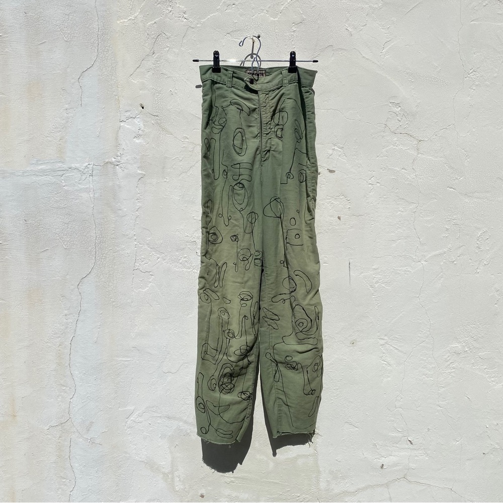 Light army green vintage high waist bomber pant.